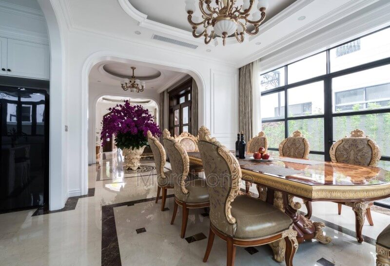 Thi công nội thất phòng ăn đẹp cao cấp cho biệt thự vinhomes imperia hải phòng Thi công nội thất biệt thự tân cổ điển