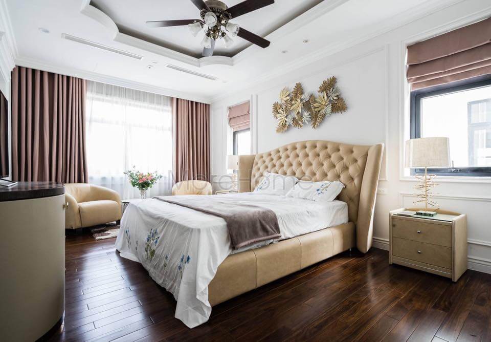Mẫu thi công nội thất phòng ngủ đẹp với không gian mở phong cách tân cổ điển lược giản Thi công nội thất biệt thự tân cổ điển