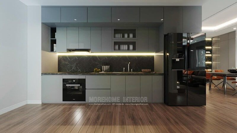 Thiết kế nội thất phòng bếp chung cư sang trọng đẹp ấn tượng thu hút mọi ánh nhìn